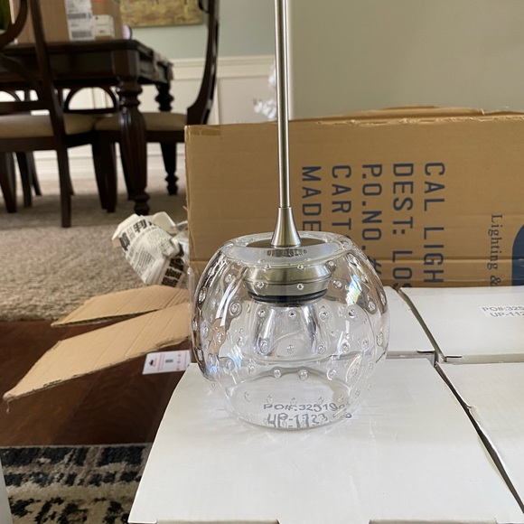 NEW PENDANT HOME LED Dimmable Mini Pendant w/ Smoked Glass Silver Cal Lighting - Picture 6 of 7